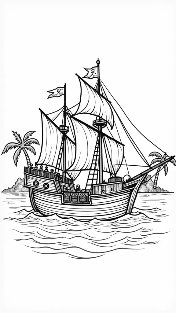 pages à colorier imprimables de navires de pirate